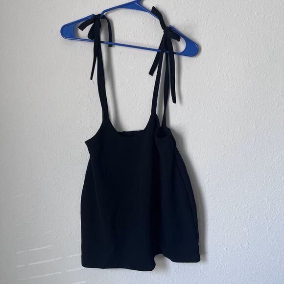 PLT size 6 high waist dungaree overall style tie straps side slit mini skirt - Picture 4 of 10